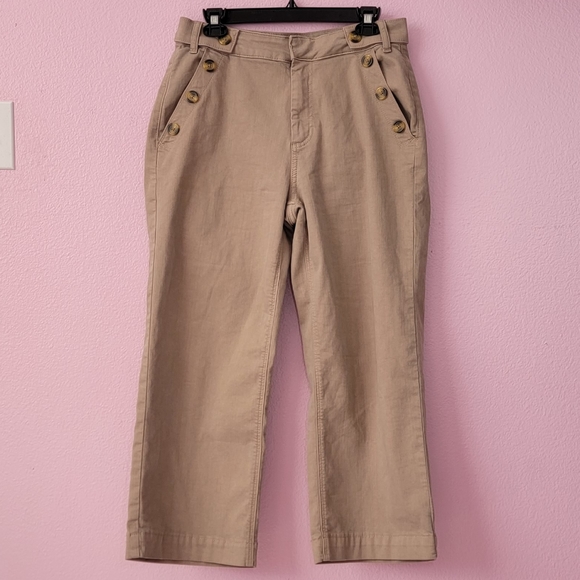 Simply Vera Wide Leg khaki Cropped Pants / 8. - Picture 1 of 9